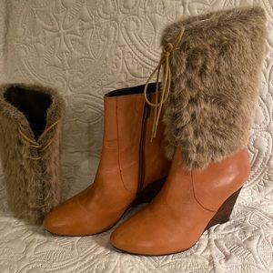 French label Bocage women’s leather boots with detachable upper “cuffs”